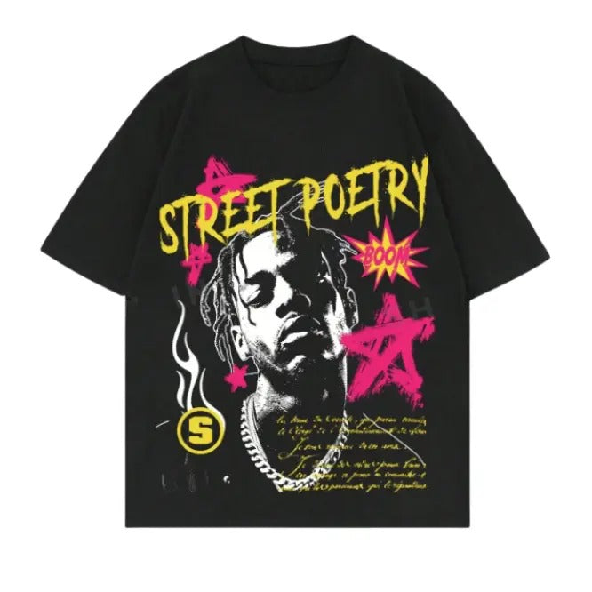 Street Life Casual Portrait & Slogan Printed Short Sleeve Size S 3XL Top Womenswear Underwear Humen Underwear Lady Streetwear Human Shoe T-Shirts