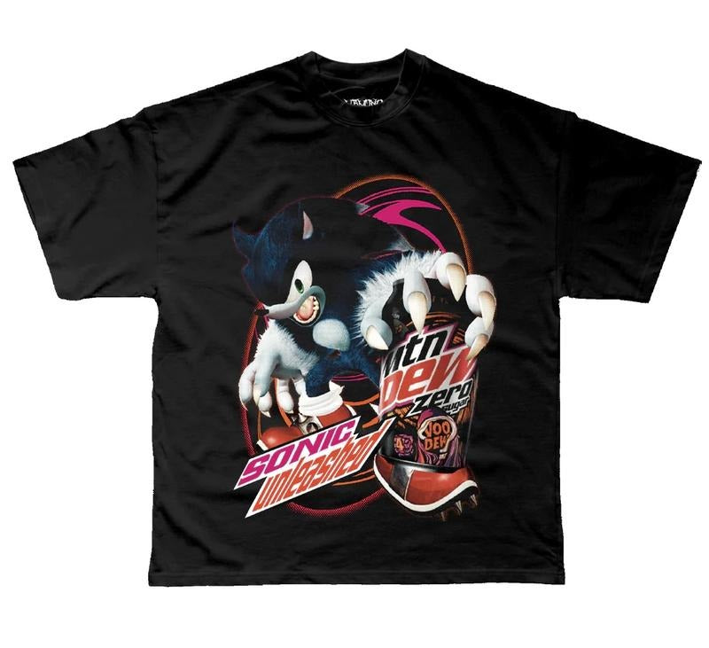 Sunic Unleashed Mountain Dew Zero Shirt 90s Retro Shirt Funny Y2k Streetwear Menswear T-Shirts