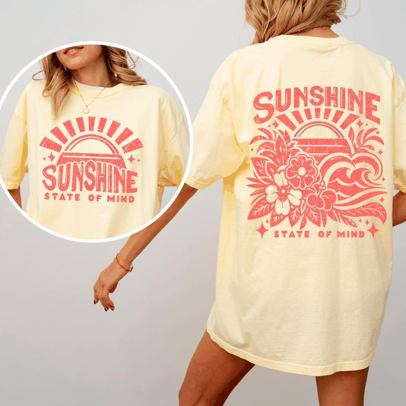 Sunshine State Mind Front Back Retro Beach Summer Comfort Colors Comfort Colors T-Shirts