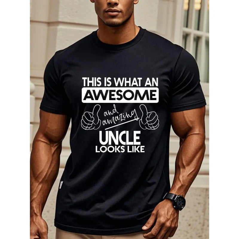 THIS IS WHAT AWESOME Amazing UNCLE LIKE Idea Uncle Crew Neck Graphicng Regular Fit Moisture Wicking Moisture Wicking Casual Daily Summer Outdoor Going Out Made USA T-Shirts