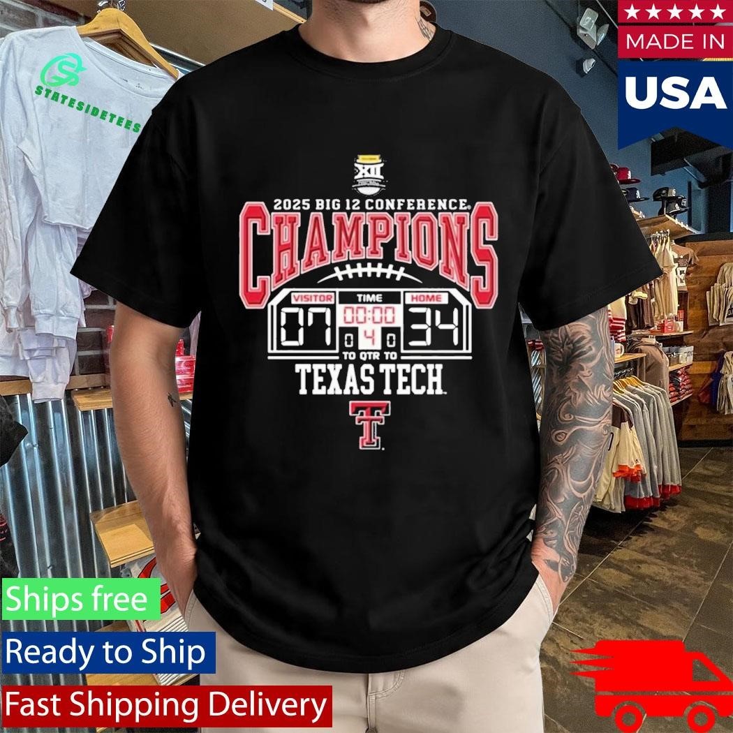 Tech Red Raiders 2025 Big 12 Champions Score Shirt Unisex , , , Long Sleeve Tee