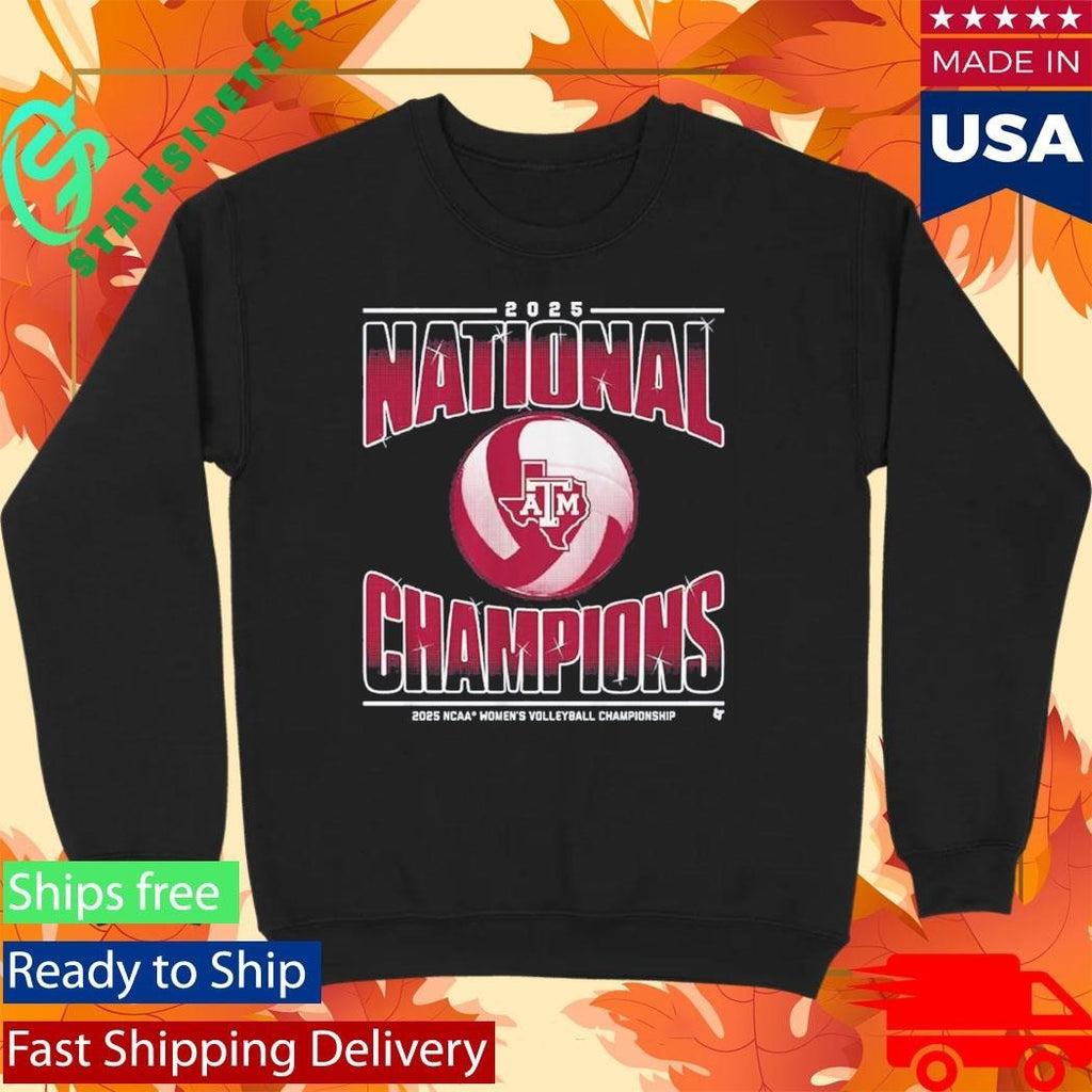 Texas A&m Volleyball 2025 Ncaa Champions Shirt Unisex , , , Long Sleeve Tee