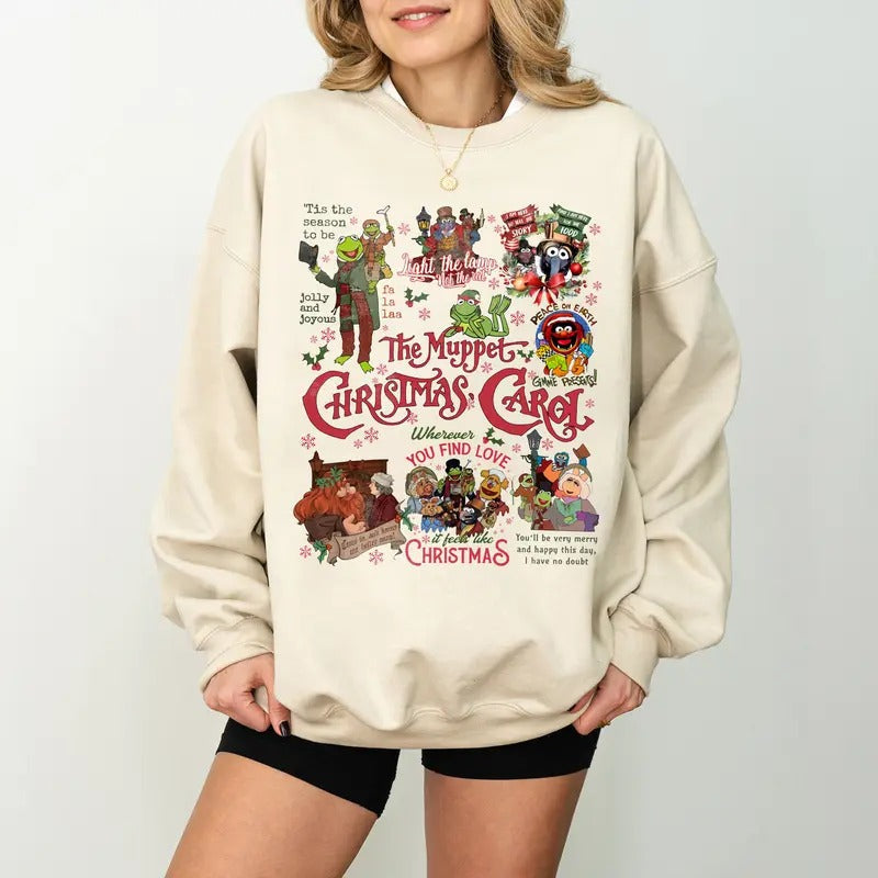Muppet Carol Vintage Merry Shirt Cartoon Movies Character Movie Family Xmas T-Shirts