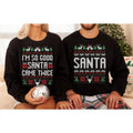 Original Funny Couples Matching Ugly Santa Twice Pajamas Sold Seperate T-Shirts