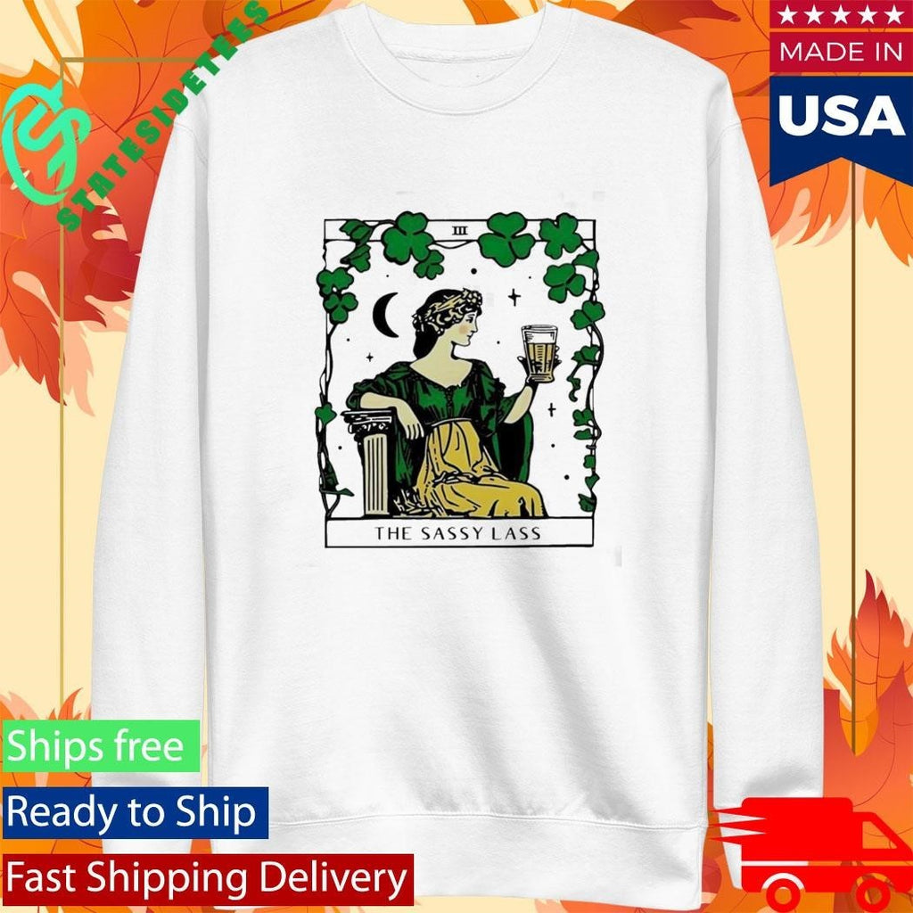 The Sassy Lass St Patricks Day Tarot Card Unisex , , , Long Sleeve Tee