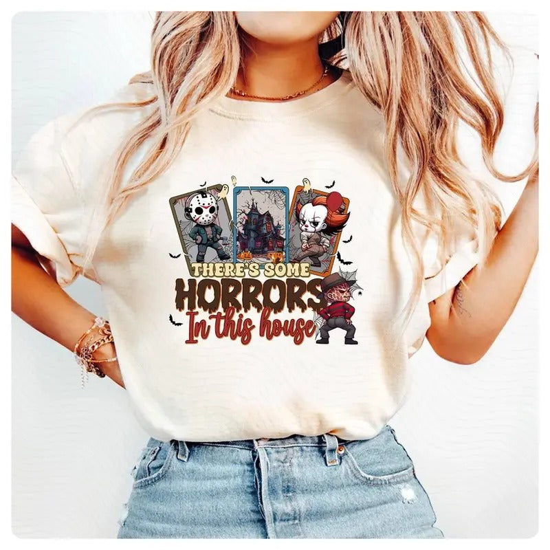 There'S Some S This House Shirt Retro Jason Voorhees Michael Myers Halloween Shirt Funny Pumpkin Shirt Funny Halloween Shirt T-Shirts