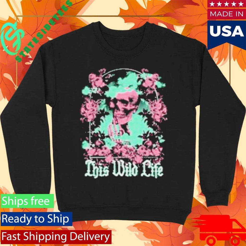 This Wild Life Floral Skeleton Shirt Unisex , , , Long Sleeve Tee