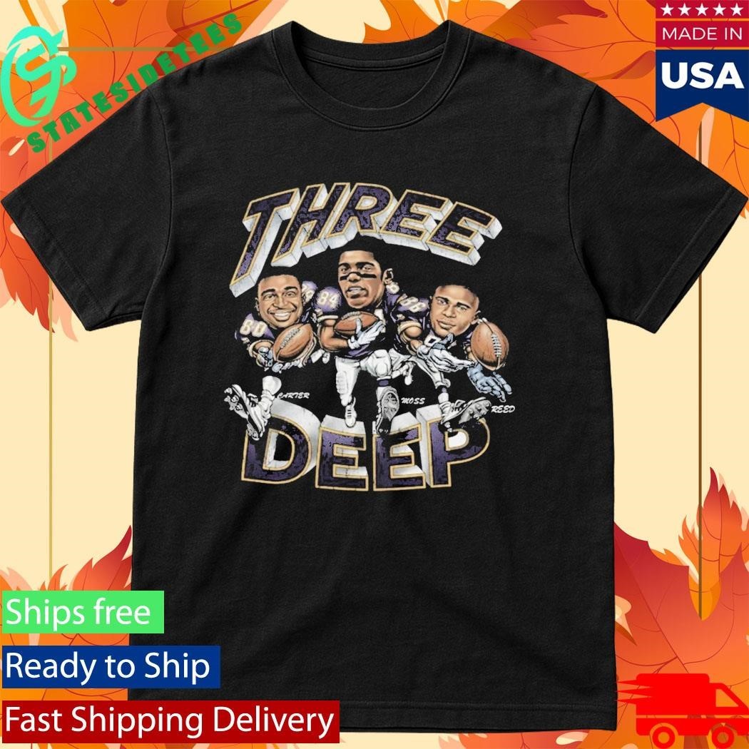 Three Deep Jake Reed Randy Moss Cris Carter Shirt Unisex , , , Long Sleeve Tee