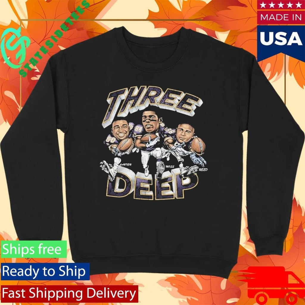 Three Deep Jake Reed Randy Moss Cris Carter Shirt Unisex , , , Long Sleeve Tee