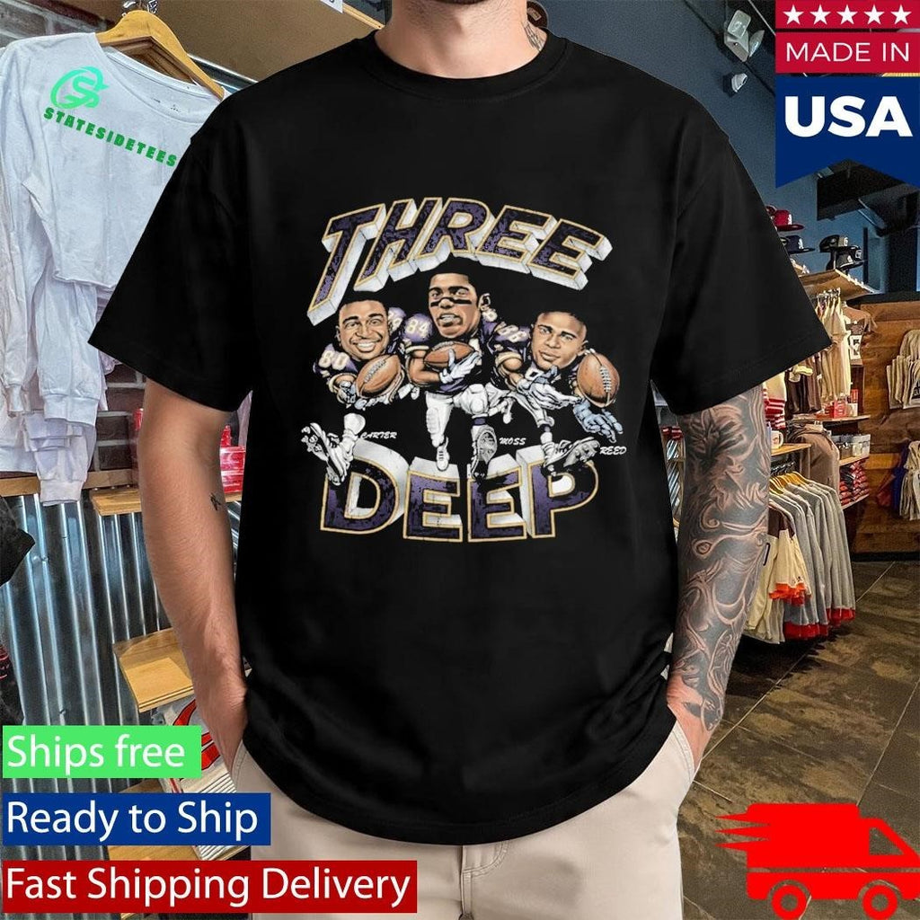Three Deep Jake Reed Randy Moss Cris Carter Shirt Unisex , , , Long Sleeve Tee