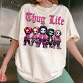 Thug Life Pink Cute Chibi Horror Movie Characters Shirt Halloween Shirts Halloween Horror Nights 2024 T-Shirts