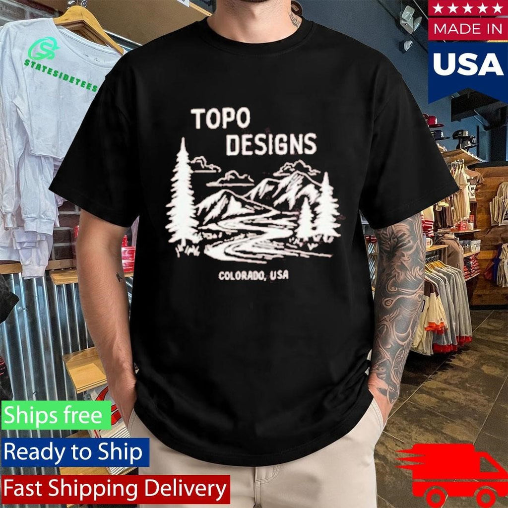 Topo Designs X Pine Printshop Mountain Doodle Shirt Unisex , , , Long Sleeve Tee