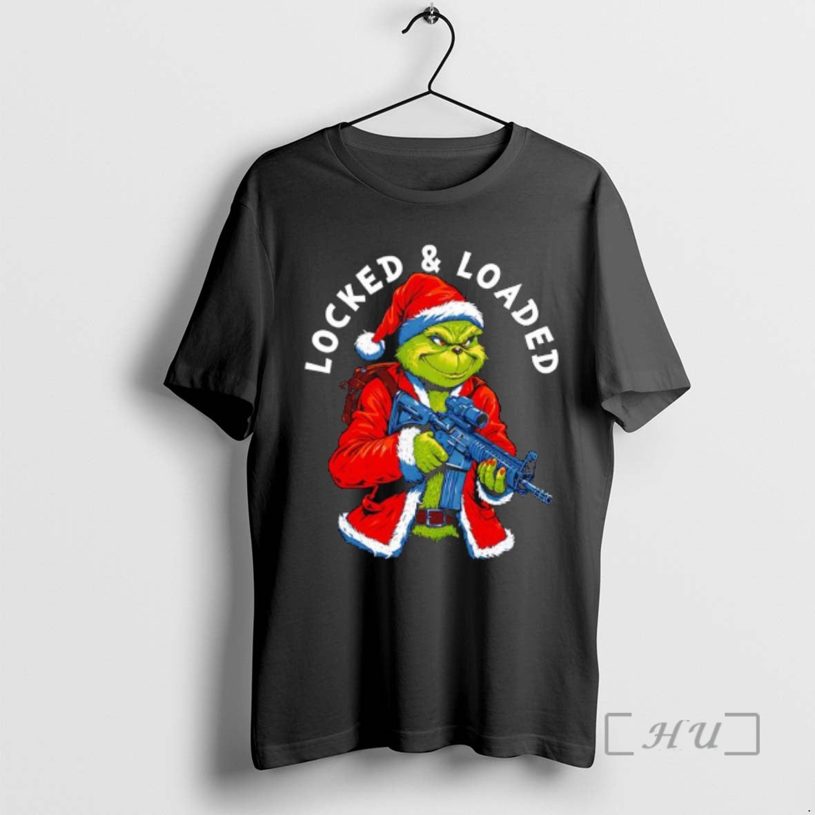 Trending Grinch Santa Suit Rifle Locked Loaded