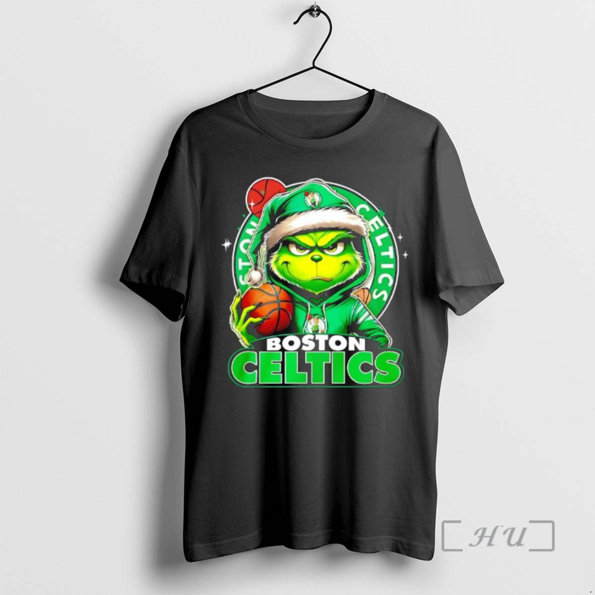Trending Grinch Wearing Santa X Boston Celtics Hat