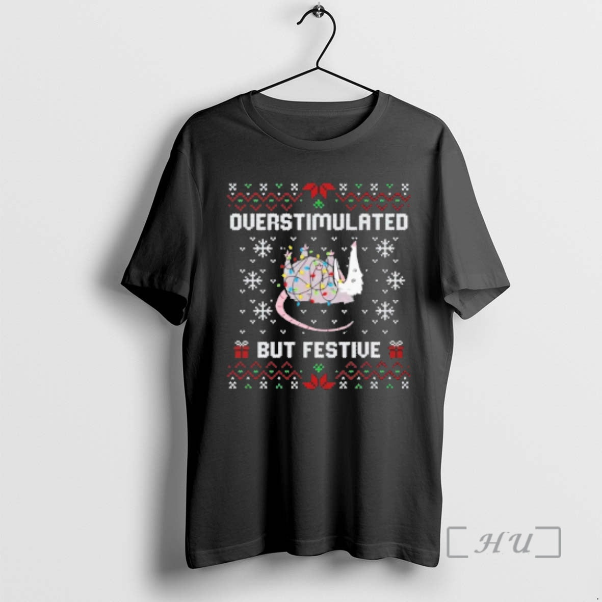 Trending Possum Overstimulated But Festive Ugly Sweat