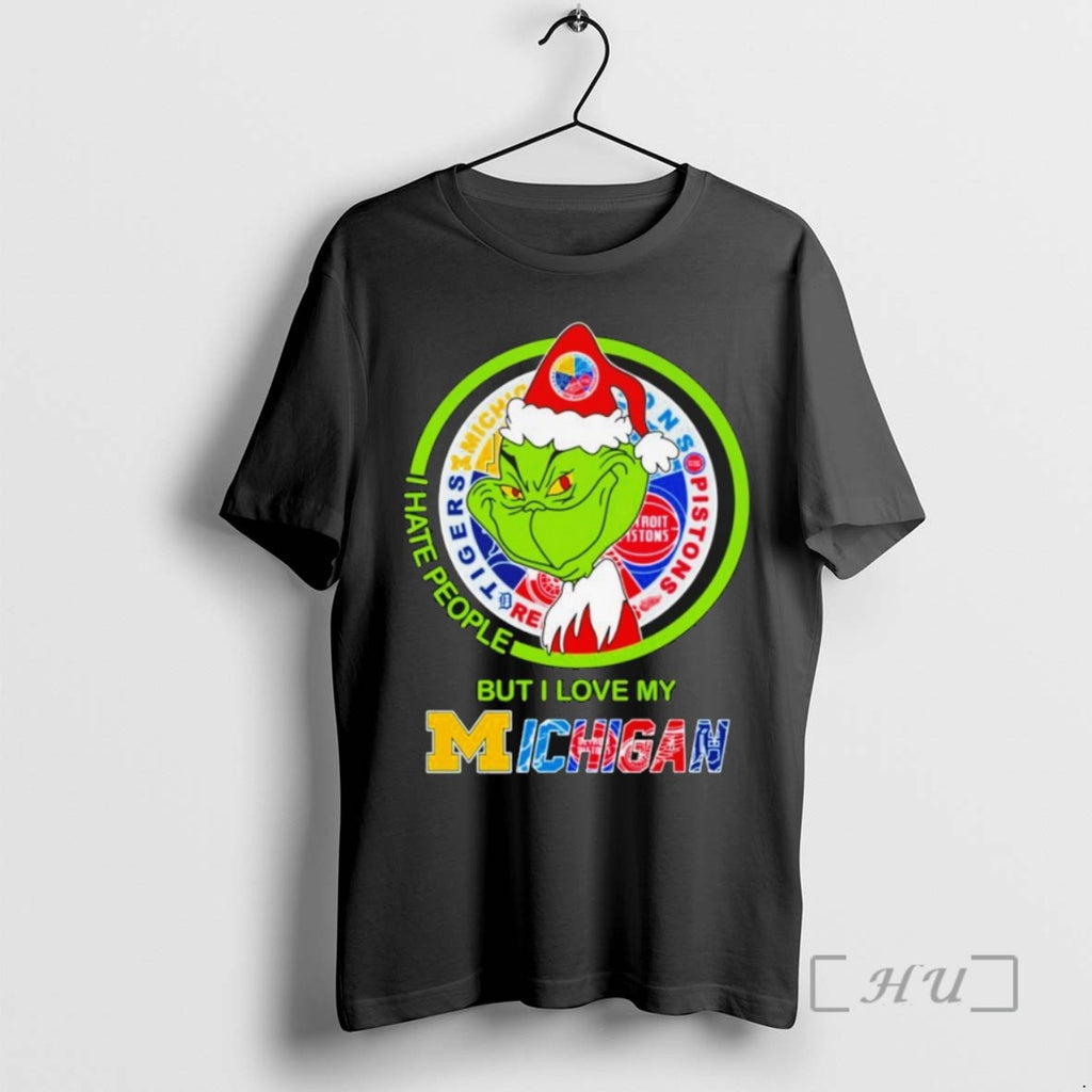 Trending The Grinch I Hate People But I Love My Michigan Logo T Shirts Sweater