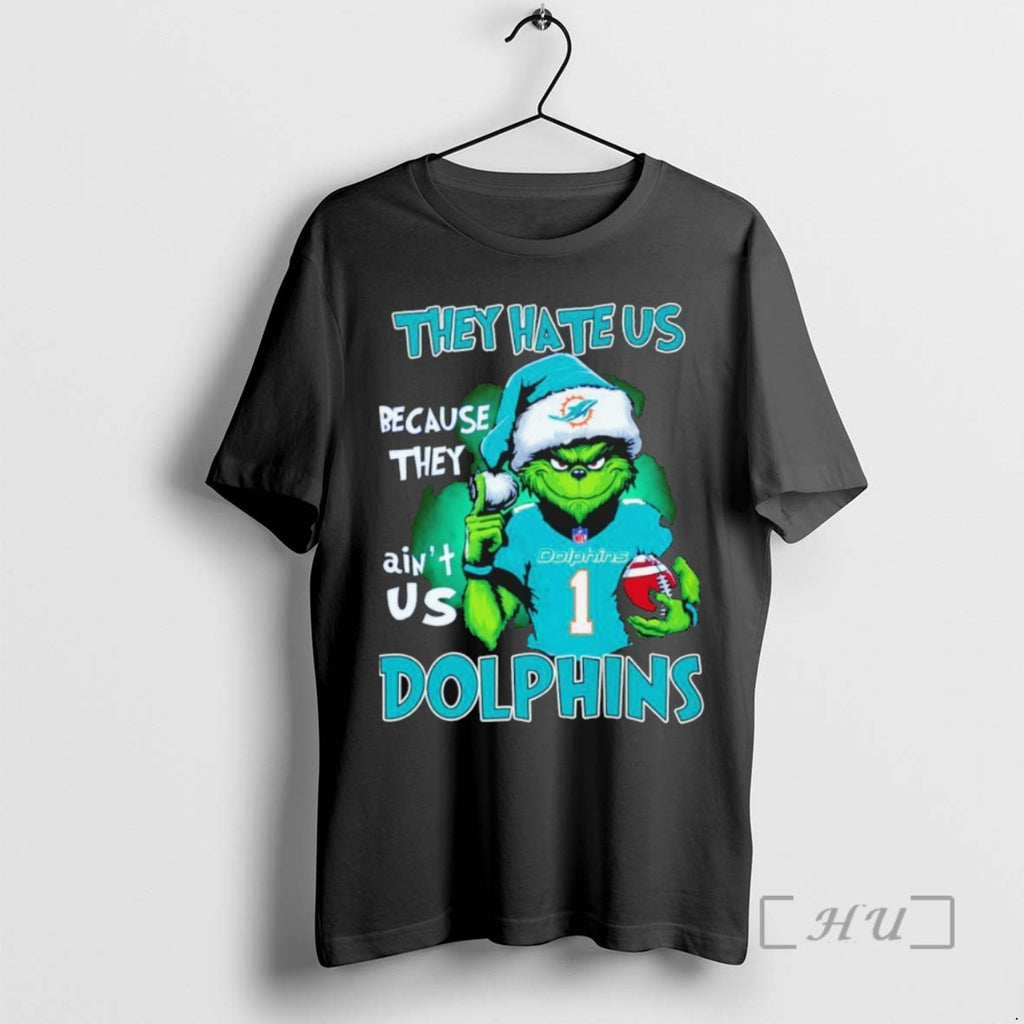 Trending The Grinch They Hate Us Because They Aint Us Miami Dolphins T Shirts Sweater