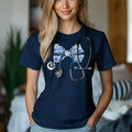 Nurse Essential Cute Floral Stethoscope Bow Nurse Ribbon Casual Comfort T-Shirts