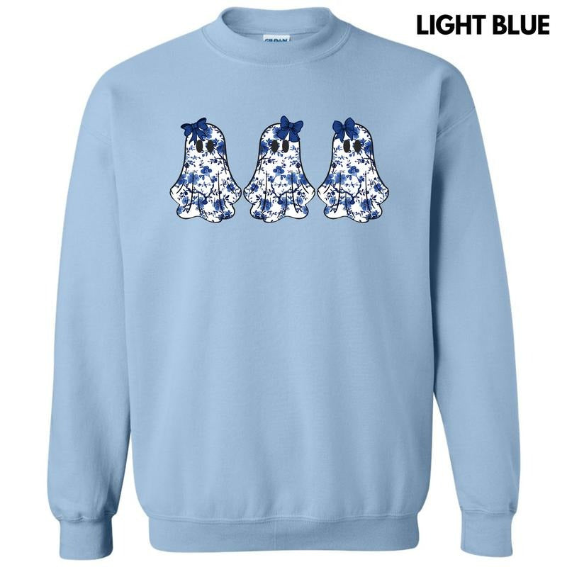 Triple Blue Floral Ghosts 'NLB' T-Shirts
