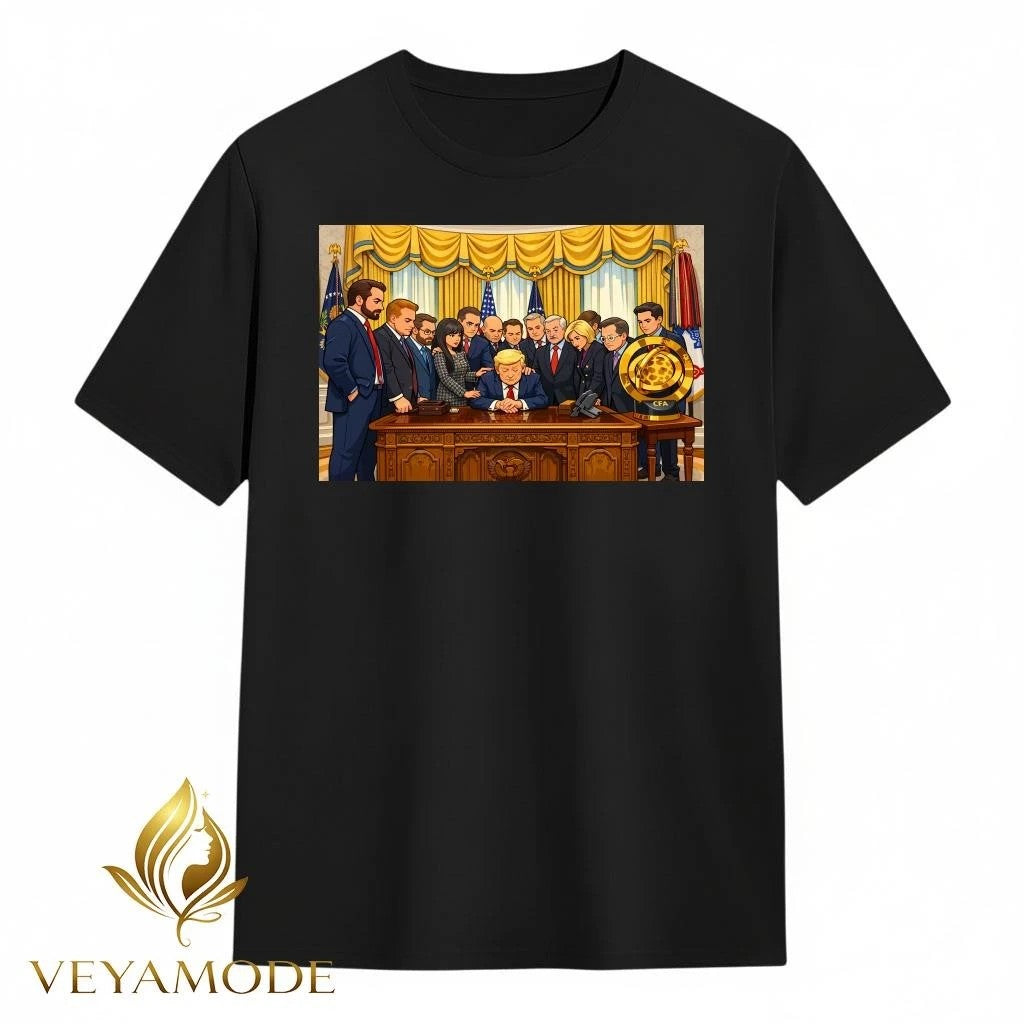 Trump Hosts Pastors for Oval Office Prayer Amid Iran Tensions cartoon tee Unisex , , , Long Sleeve Tee
