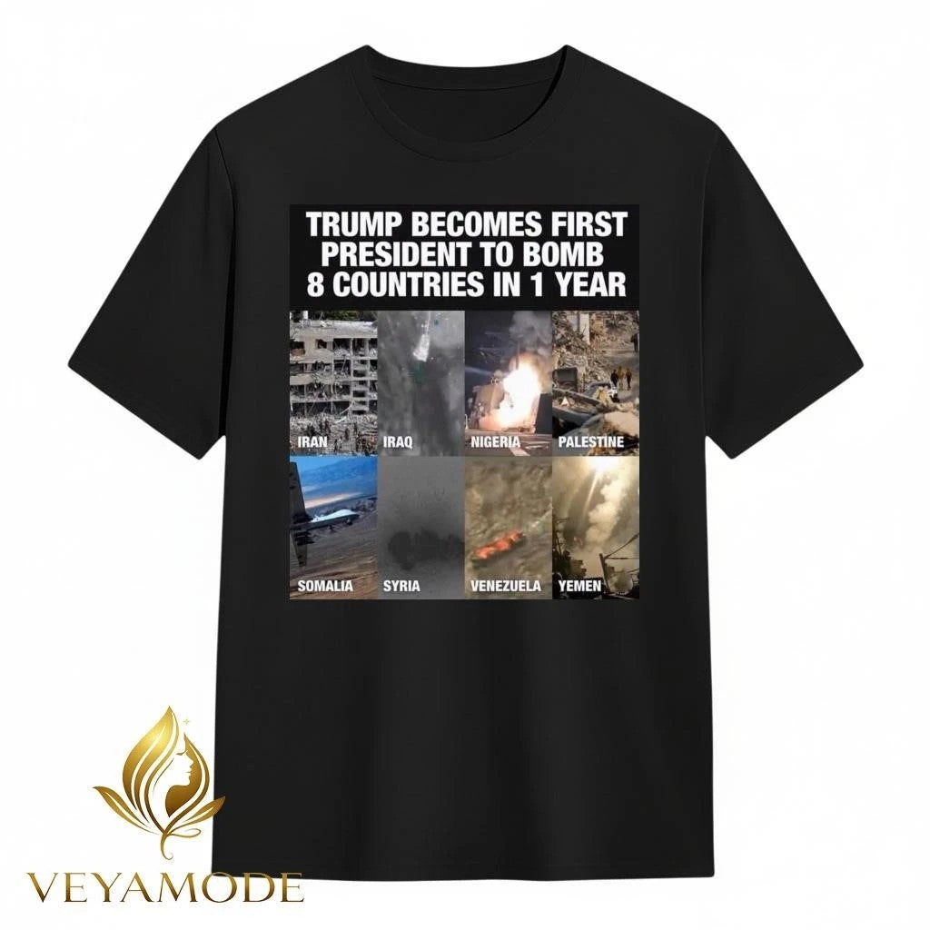 Trump becomes first president to bomb 8 countries in 1 year tee Unisex , , , Long Sleeve Tee