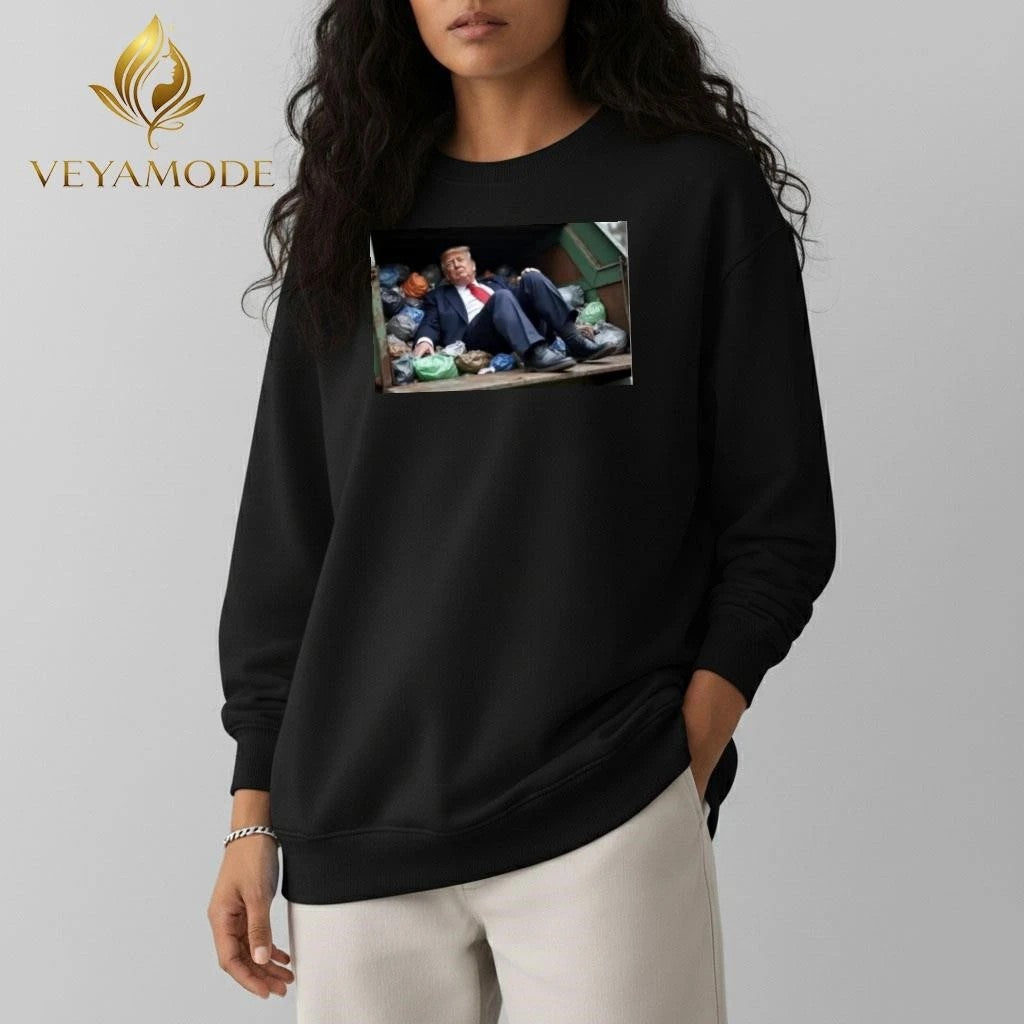Trump sitting in a garbage truck tee Unisex , , , Long Sleeve Tee