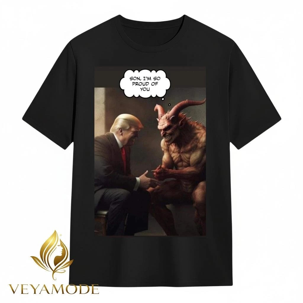 Trump with Devil Son, I’m so proud of you tee Unisex , , , Long Sleeve Tee