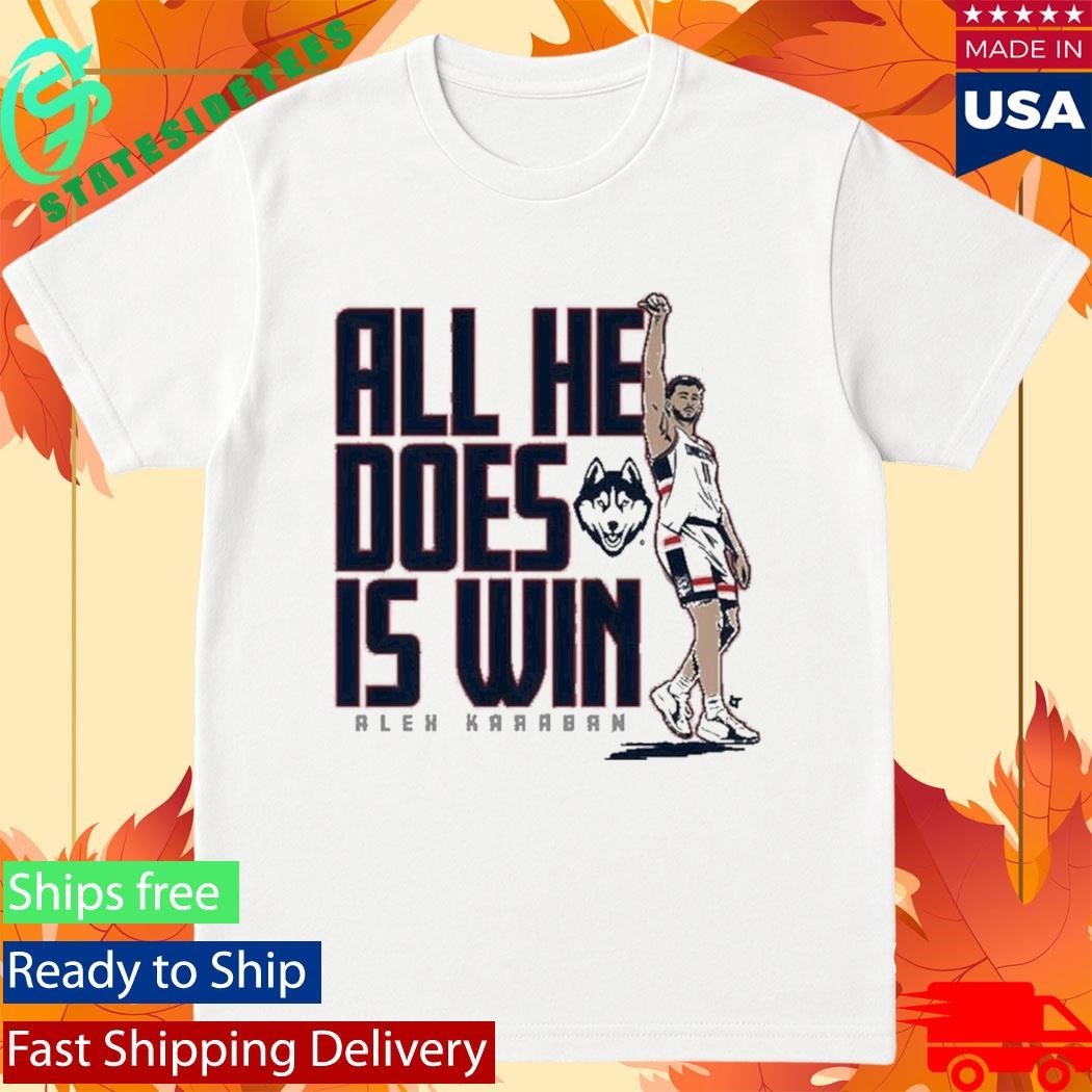UConn Basketball Alex Karaban All He Does is Win Shirt Unisex , , , Long Sleeve Tee