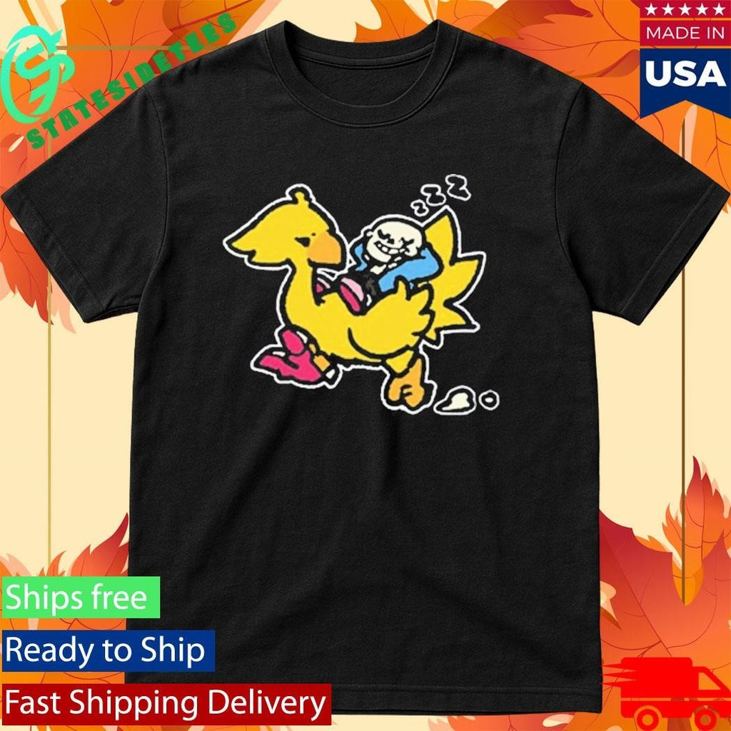 Undertale x Square Enix Black Shirt Sans and Chocobo Shirt Unisex , , , Long Sleeve Tee