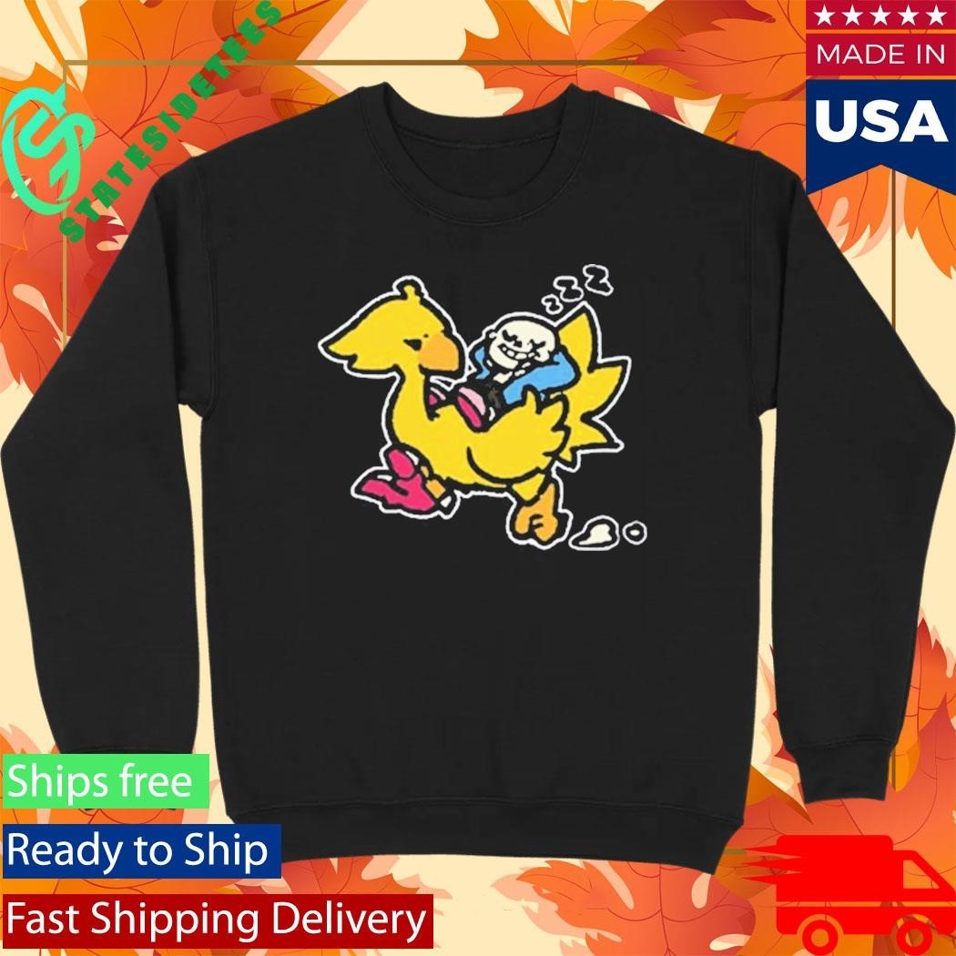 Undertale x Square Enix Black Shirt Sans and Chocobo Shirt Unisex , , , Long Sleeve Tee