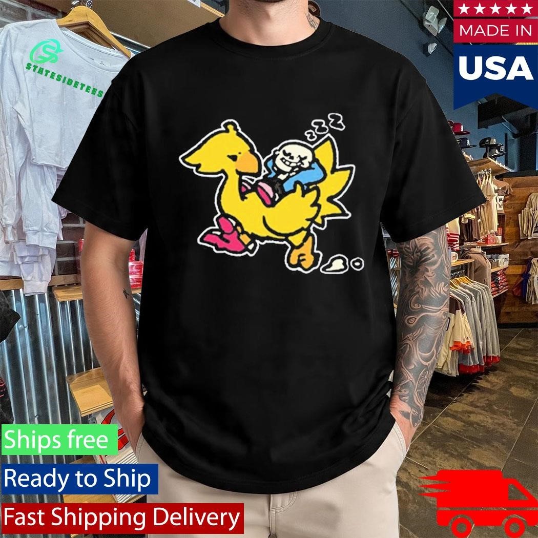 Undertale x Square Enix Black Shirt Sans and Chocobo Shirt Unisex , , , Long Sleeve Tee