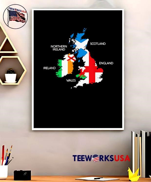 United Kingdom Map Flag Northern Ireland Scotland England Wales T-Shirt