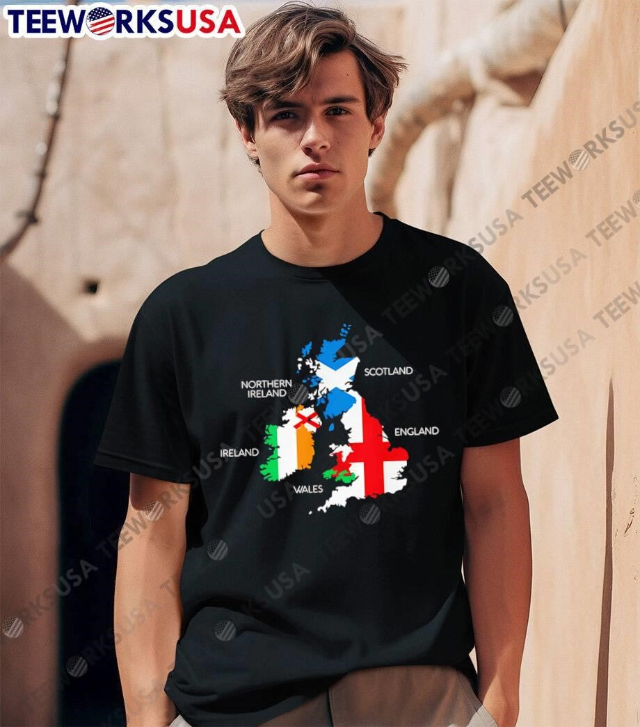 United Kingdom Map Flag Northern Ireland Scotland England Wales T-Shirt