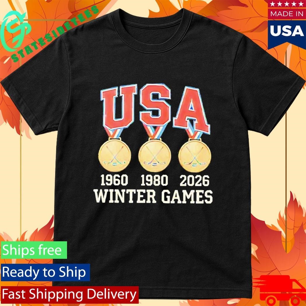 Usa Hockey Miracle On Ice 1980 1960 2026 Gold Medals Shirt Unisex , , , Long Sleeve Tee