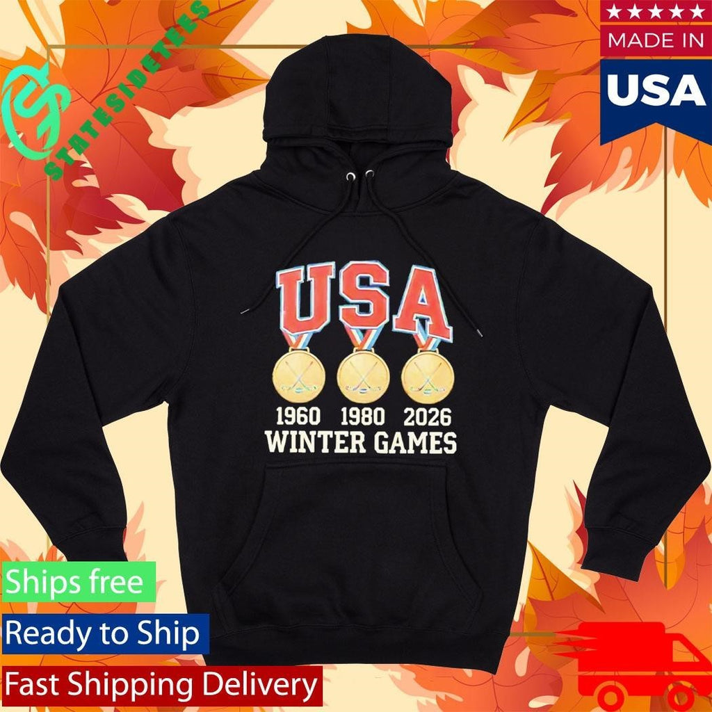 Usa Hockey Miracle On Ice 1980 1960 2026 Gold Medals Shirt Unisex , , , Long Sleeve Tee