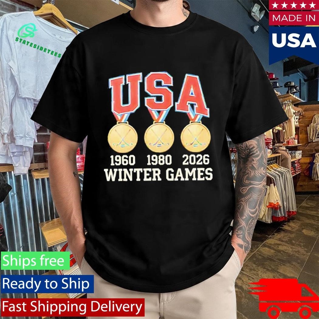 Usa Hockey Miracle On Ice 1980 1960 2026 Gold Medals Shirt Unisex , , , Long Sleeve Tee