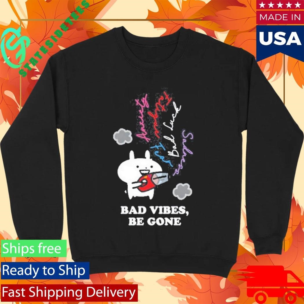 Usagyuuun Bad Vibes Be Gone Shirt Unisex , , , Long Sleeve Tee