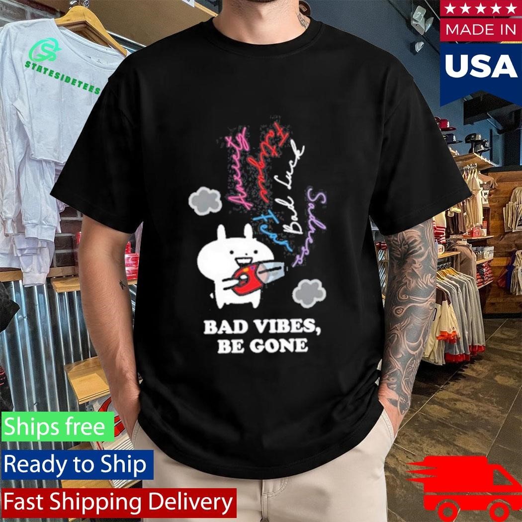 Usagyuuun Bad Vibes Be Gone Shirt Unisex , , , Long Sleeve Tee