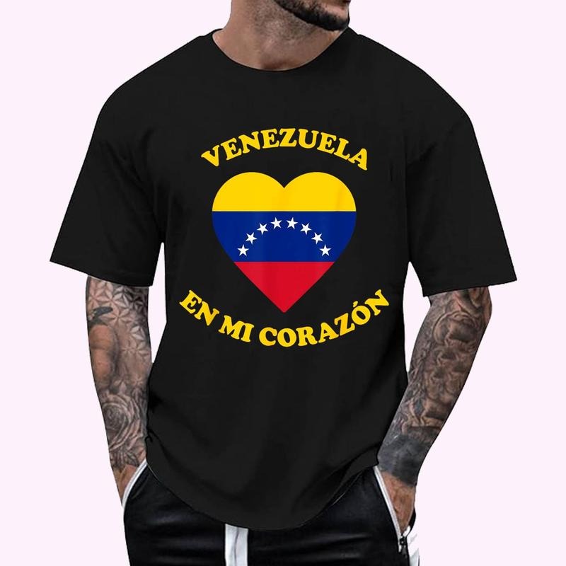 Venezuela En Mi CorazóN Latin Heart Cotton 100% Top Menswear T-Shirts
