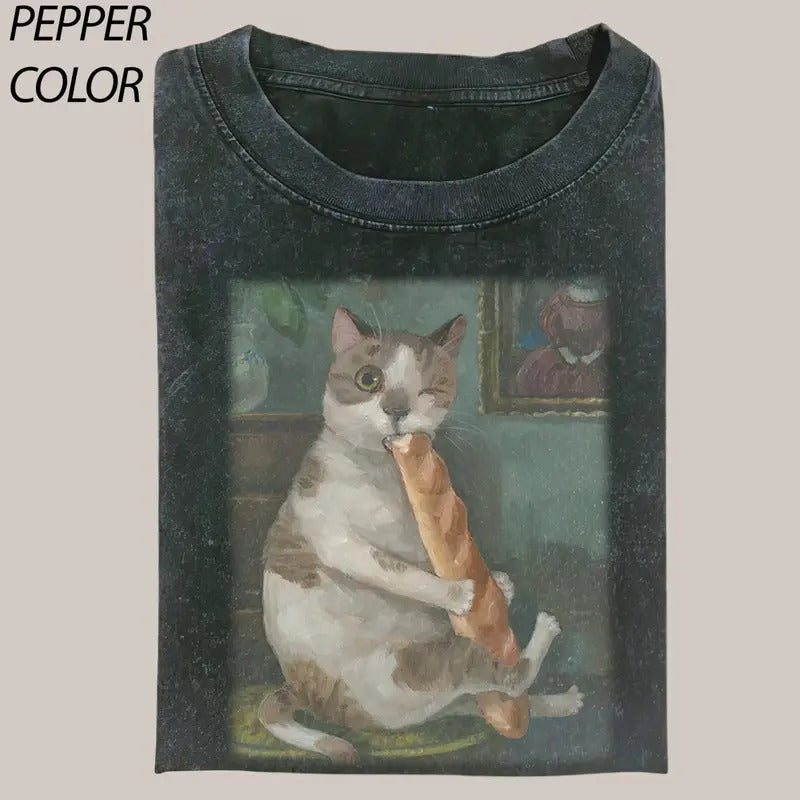Vintage Cat Eat Funny Cat Eat Hot Dogs Funny Cat Meme Shirt Funny Meme Shirts Menswear Top T-Shirts