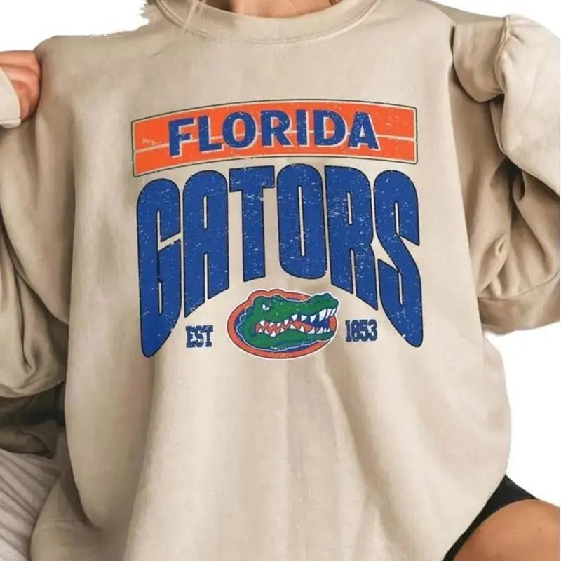 Vintage Ncaa Florida Gators Est 1853 Mascot Cotton Womenswear Day T-Shirts