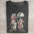 Vintage Three Raccoons Santa Claus Christian Funny Xmas Merry Menswear Top T-Shirts