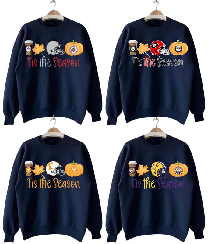 Vintage Tis Season College All Teams Football NCAA Black All Teams NCAA Halloween Sport Halloween Season. Classic Menswear Soft T-Shirts