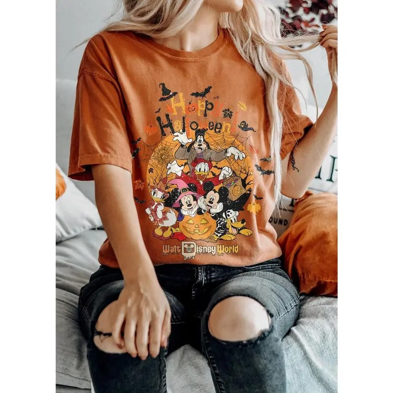 Vintage World Halloween Shirt Happy Halloween 2024 Shirt Group Halloween Shirts Pumpkin Halloween Shirt T-Shirts