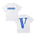 Vlone Blue Friends Miami Pop Up V Lone Casual Couple Hip Hop Short Sleeve Best Big V Vintage T-Shirts