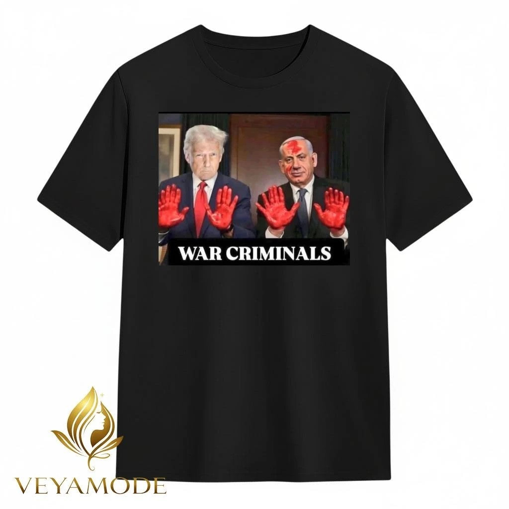 War criminals Trump and Netanyahu blood hand tee Unisex , , , Long Sleeve Tee