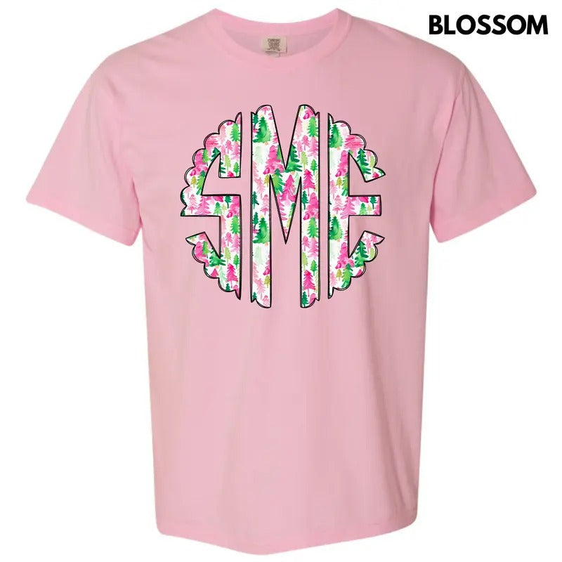 Watercolor Monogram Comfort Colors 'NLB' T-Shirts