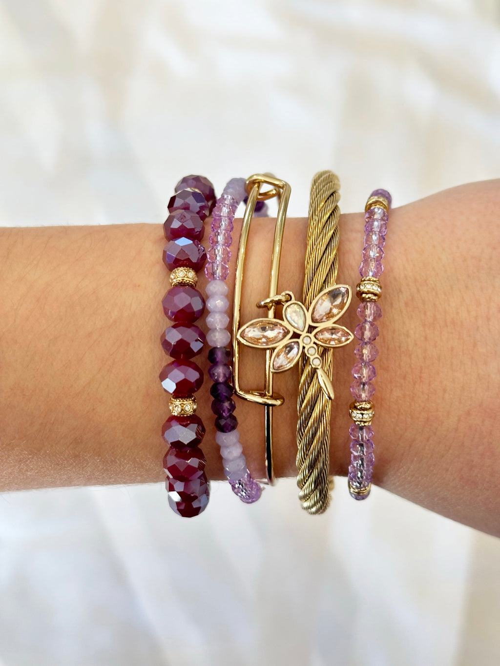 Purple Crystal Beaded Bangle T-Shirts