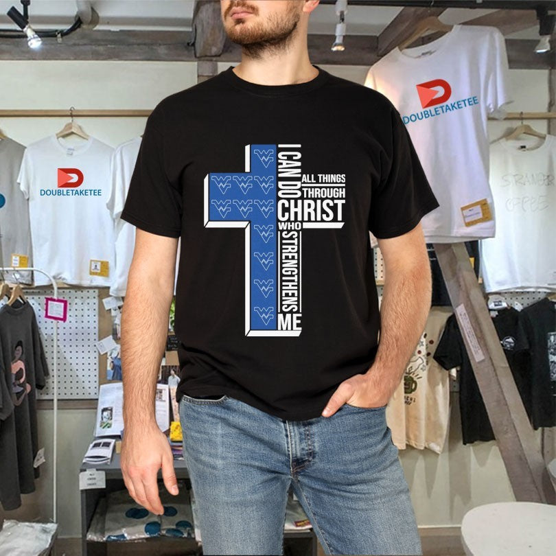 West Virginia Mountaineers I Can Do All Things Through Christ Who Strengthen Me Unisex , , , Long Sleeve Tee