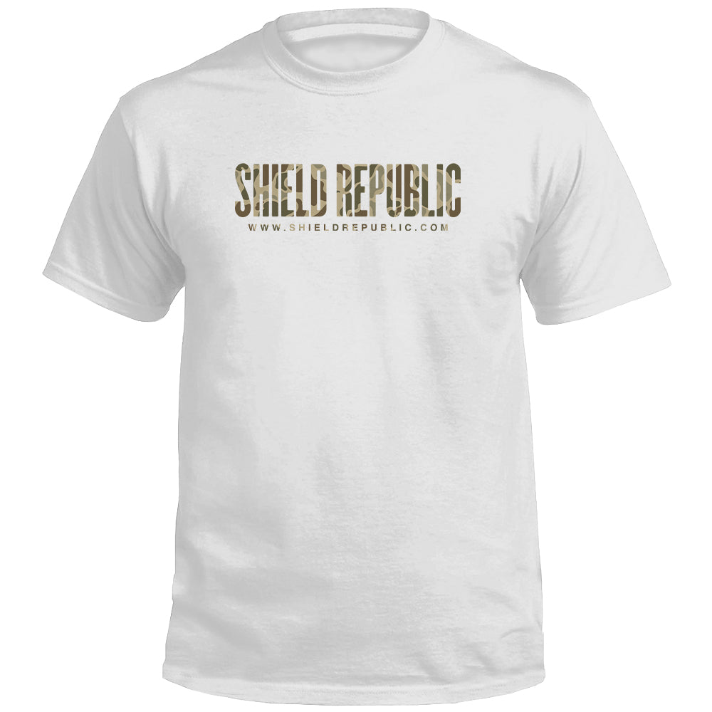 Shield Republic Duck Camo Banner Text (Front) T-Shirts